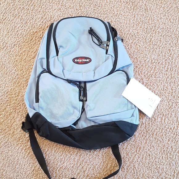 light blue eastpak backpack